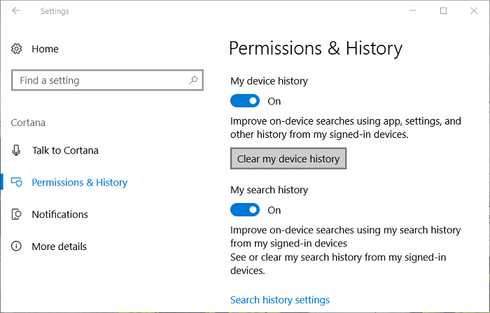 нажмите «Очистить историю моего устройства» в разделе «История» | Отключите сбор данных в Windows 10 (защитите свою конфиденциальность)
