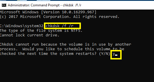 To Check Hard Drive for errors type the command in the command prompt | Fix Windows Computer restarts without warning