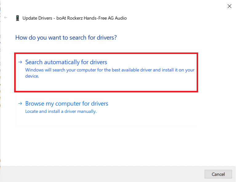 Click on Search automatically for drivers | Fix Microsoft Teams Microphone Not Working