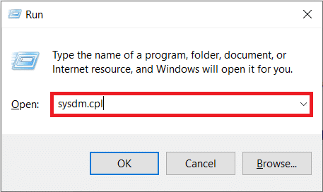 Type sysdm.cpl in the Command prompt, and press enter to open the System Properties window