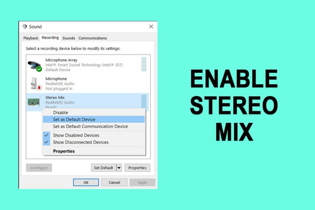Enable Stereo Mix