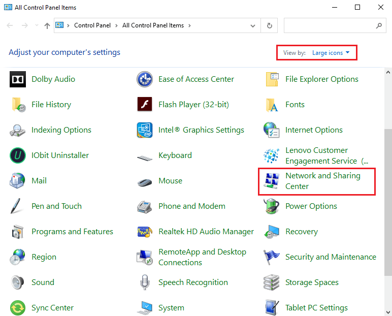 Click on Network and Sharing Center. Fix ERR_CONNECTION_RESET on Chrome Windows 10