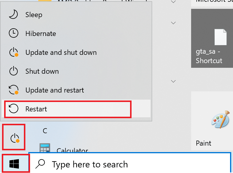 How to restart your pc from start menu