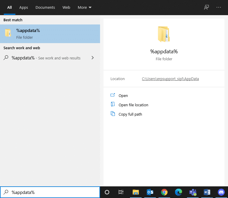 Click the Windows Search box and type the command.