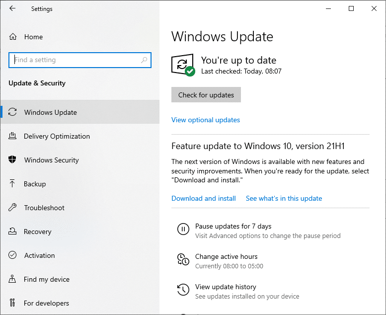 Spustelėkite „Windows Update“ ir įdiekite naujausią programų ir programų versiją.