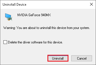 Check the box Delete the driver software for this device and confirm the prompt by clicking Uninstall.