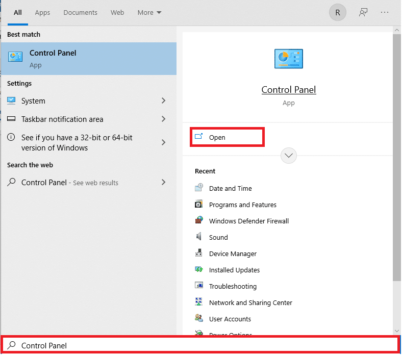 Open Start menu, type Control Panel and click on Open on the right pane. How to Fix Access is Denied Windows 10