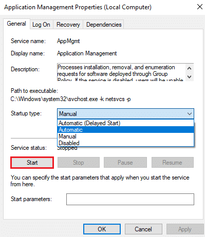 click on the Start button and apply the startup settings