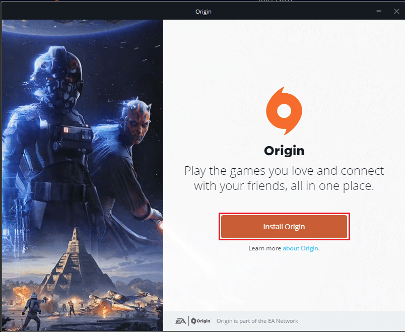 click on Install Origin. How to Fix Origin Error 327683:0