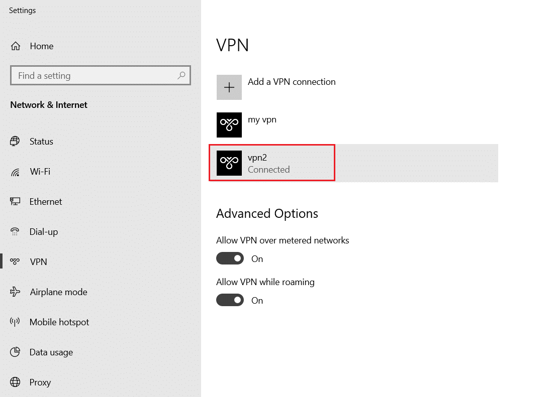 select the VPN in vpn settings