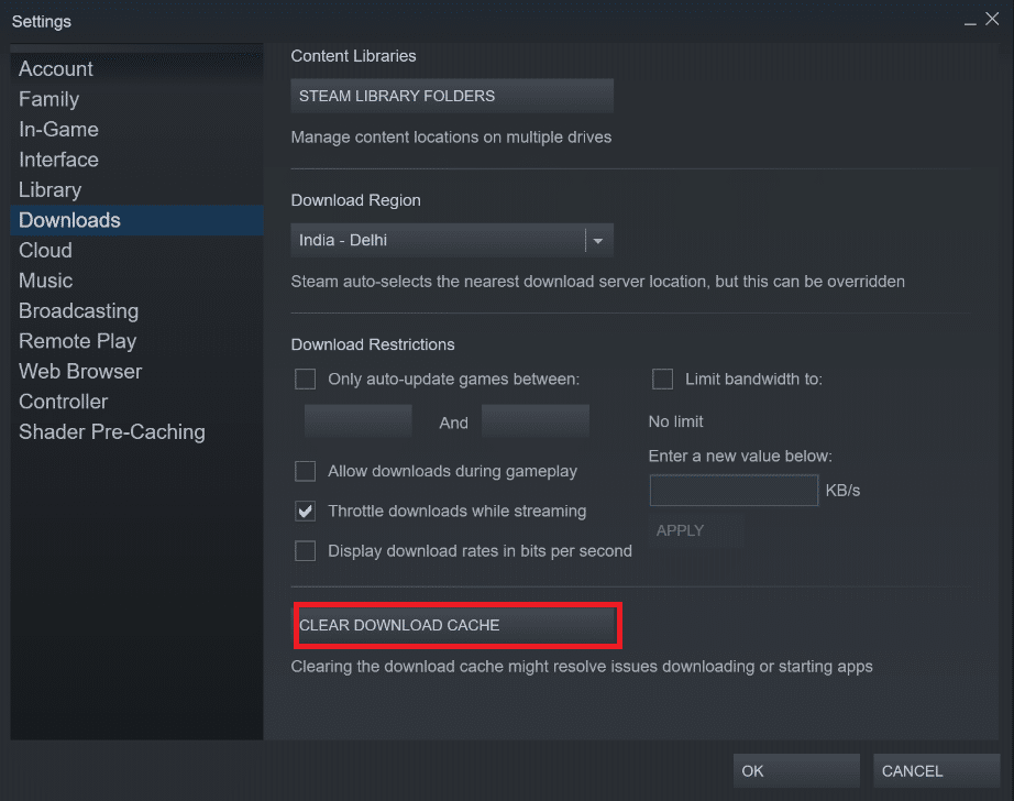 press the Clear Download Cache option. Fix Steam Content File Locked