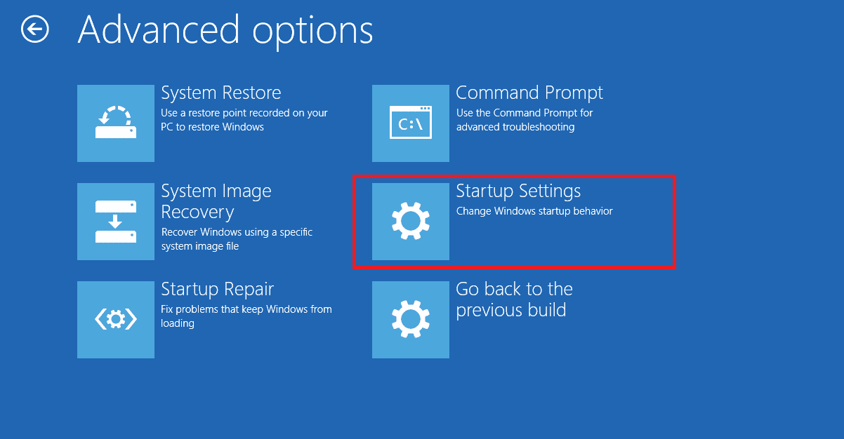 Now, click on Advanced options followed by Startup Settings. Fix unable to install printer The Handle is Invalid Error in Windows 10