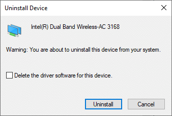 Now, a warning prompt will be displayed on the screen. Check the box Delete the driver software for this device. Fix ERR Connection Reset Windows 10