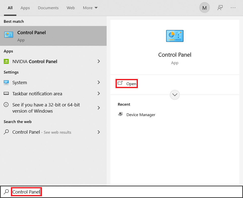 Start menu search for Control Panel. Fix Error STATUS BREAKPOINT in Microsoft Edge