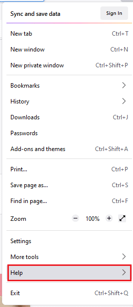 Now, select the Help option. Fix No Sound in Firefox on Windows 10