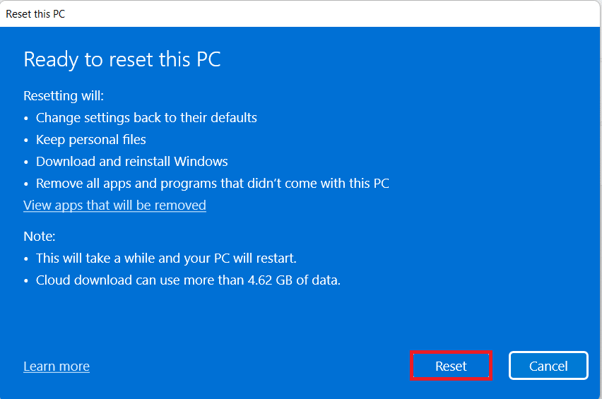 Finishing configuring PC reset | how to hard reset Windows 11