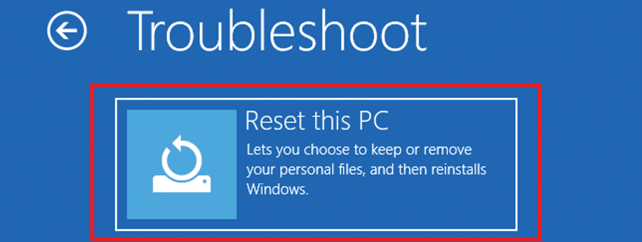 select Reset this PC | how to factory reset Windows 10 without settings