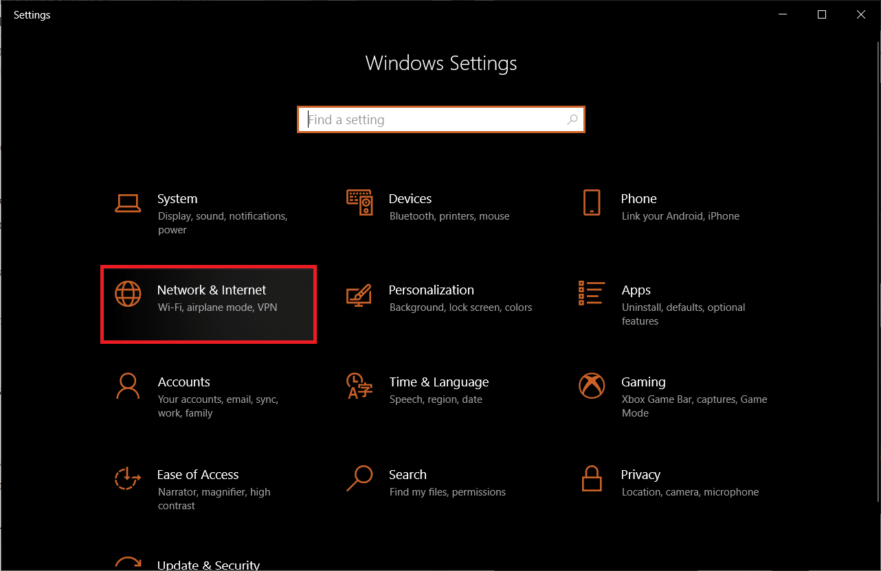 Click on the Network & Internet tile. How to Reset Network Settings on Windows 10