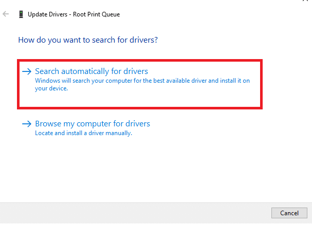 click on Search automatically for drivers
