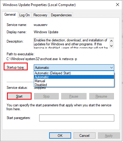  set the Startup type to Automatic. Fix Windows 10 update error 0x80072ee7