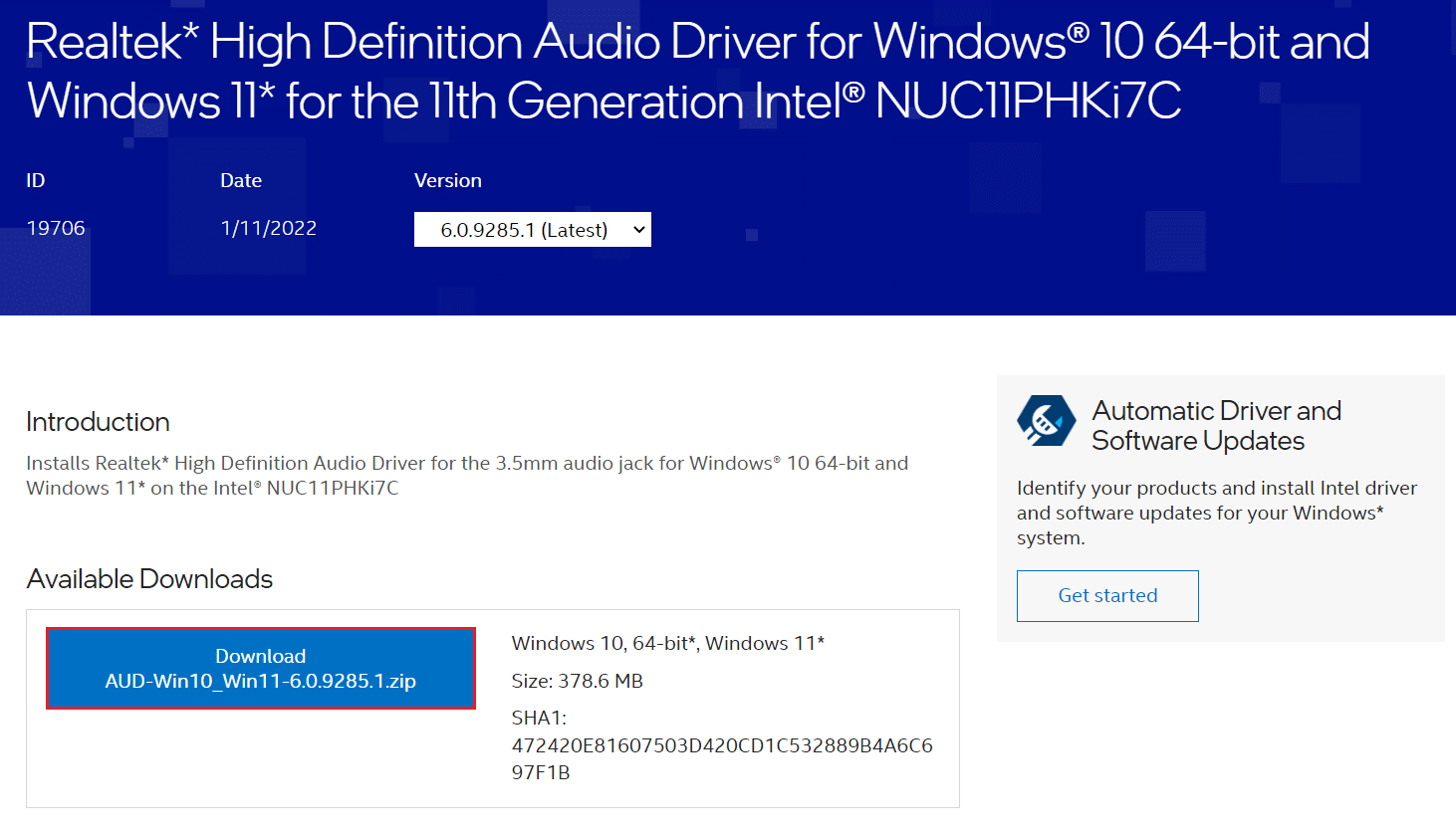 download realtek audio driver for Windows 11 from official website