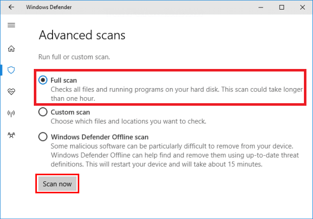 Choose Full Scan in the following window and click the Scan Now button to start the process.