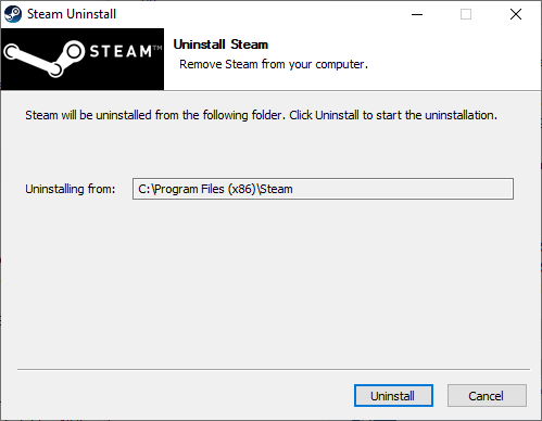 Now, confirm the prompt by clicking on Uninstall. Fix Steam service error
