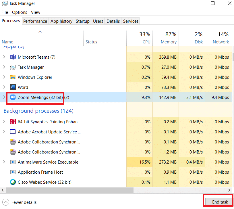 Select zoom and end task. Fix Logitech Speakers Not Working on Windows 10