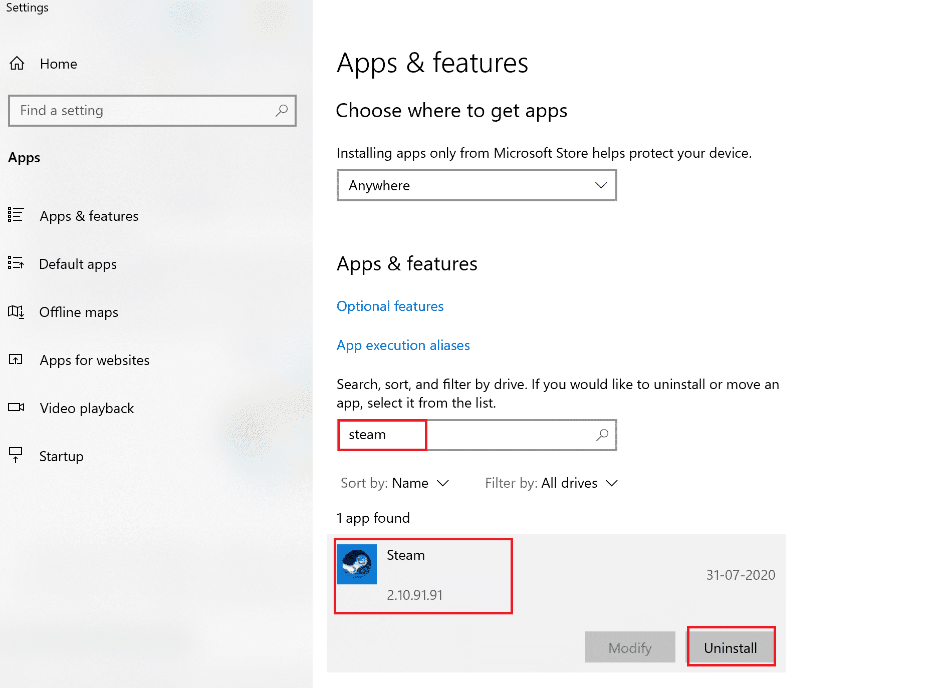 click on Steam and select Uninstall. Fix Steam Stuck on Preparing to Launch in Windows 10
