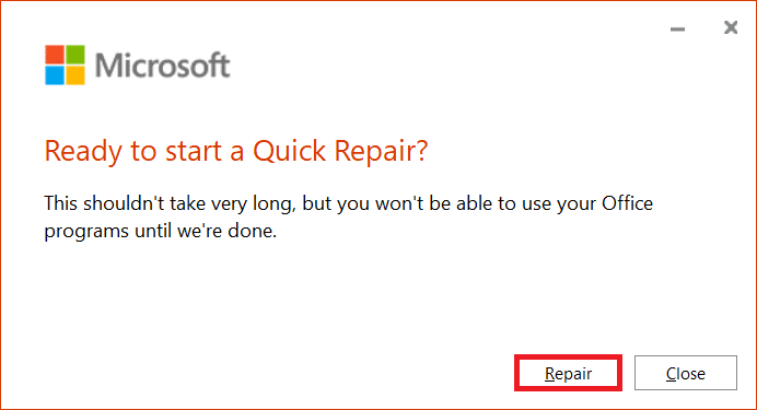 click on Repair