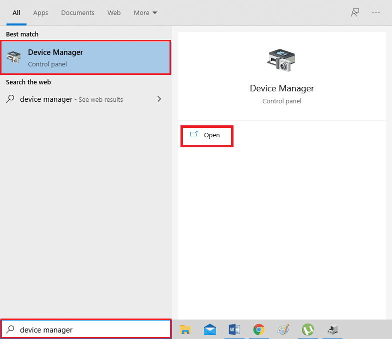 V iskalno vrstico Windows vnesite Upravitelj naprav in kliknite Odpri. Popravi dvojno tipkanje na mehanski tipkovnici