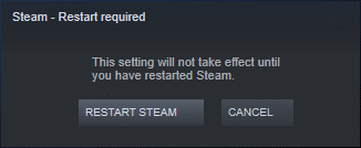 Click on RESTART STEAM to confirm the prompt. Fix Steam Remote Play Not Working in Windows 10