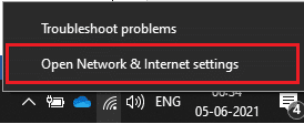 open network and internet settings
