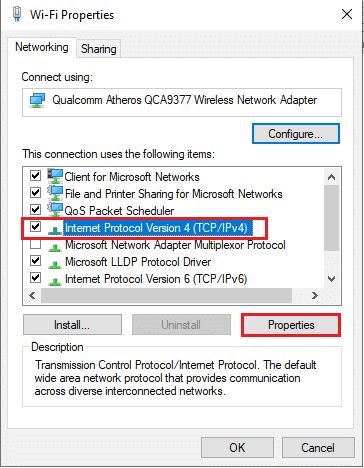 Locate Internet Protocol Version 4 from the given list. Click on Properties. Fix FFXIV Error 90002 in Windows 10