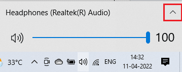 Now, click on the arrow icon to expand the list of audio devices connected to the computer
