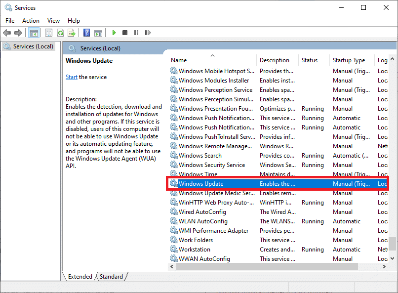 scroll down and double click on the Windows Update service