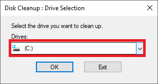 выбор диска для очистки диска