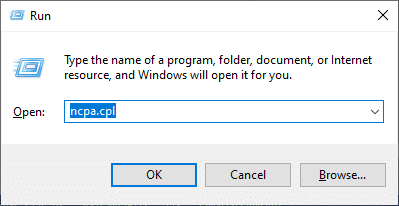 Теперь введите команду ncpa.cpl и нажмите Enter. Исправить сетевую ошибку 0x00028001 в Windows 10