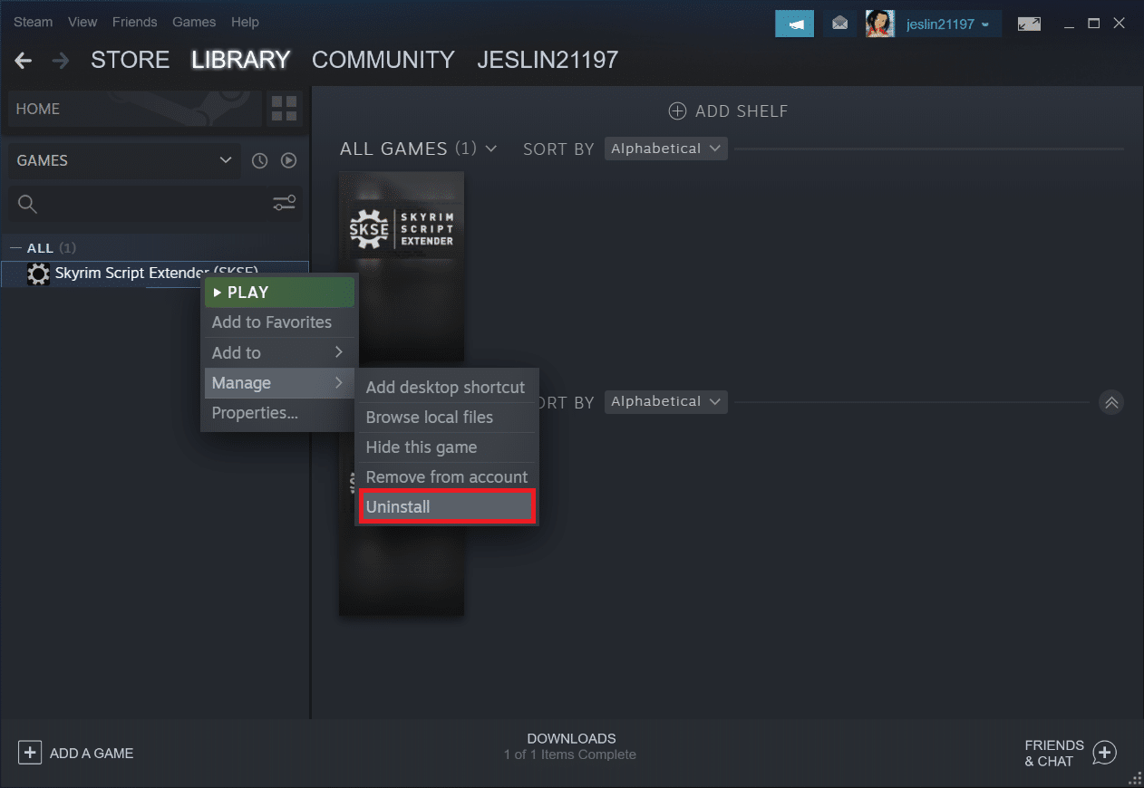 Click on Uninstall. Fix Skyrim Won’t Launch in Windows 10