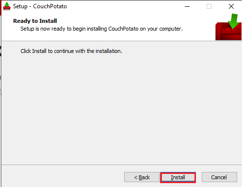click on the Install button. How to Setup CouchPotato on Windows 10