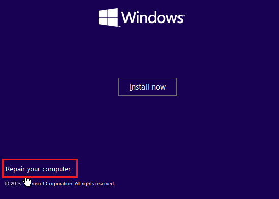 загрузка Windows Отремонтировать компьютер