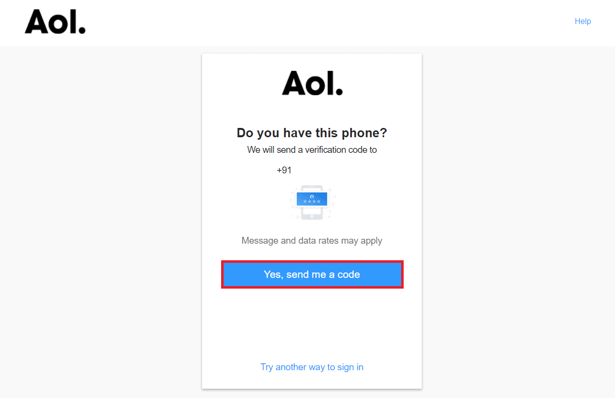 yes send me a code. How to Login to AOL Mail
