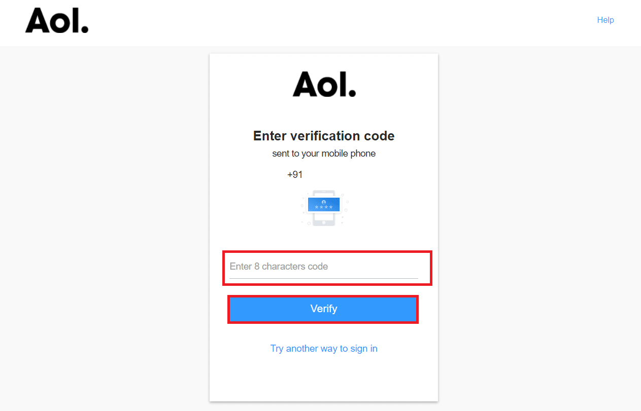 enter verification code. How to Login to AOL Mail
