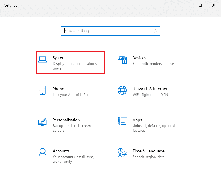 Open Settings and click on System