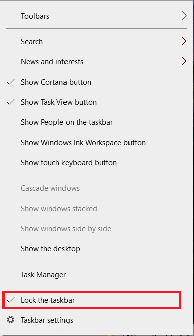 lock the taskbar. How to Go Full Screen on Windows 10
