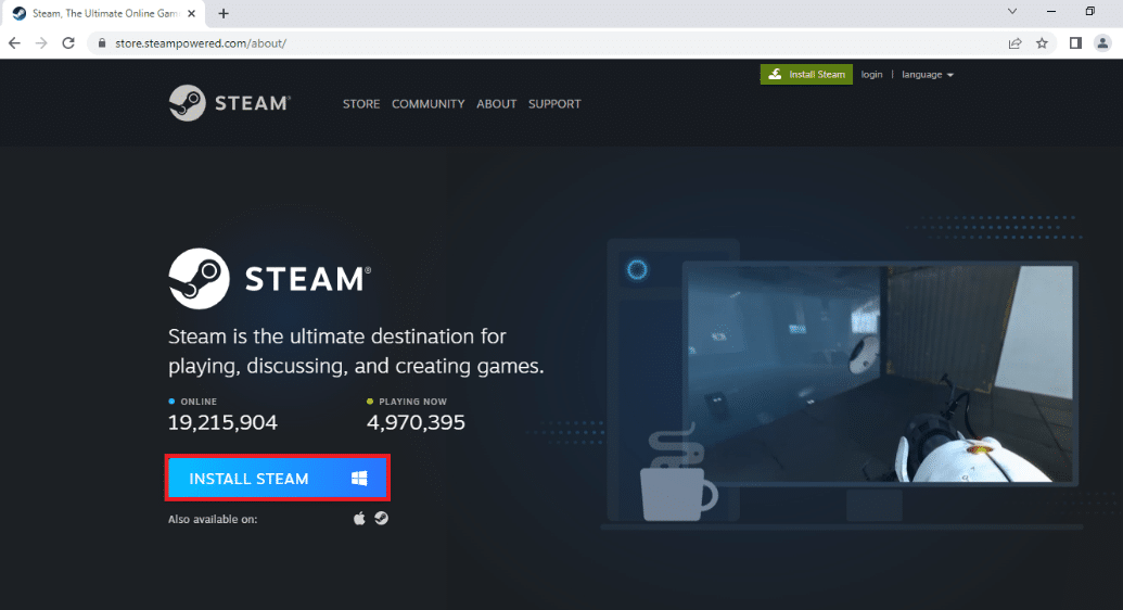 Click on the INSTALL STEAM button on the next page
