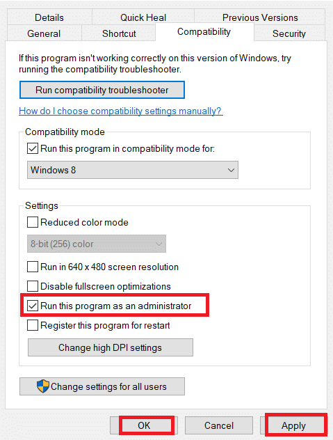 check the Run this program as an administrator option under the Settings section. Fix Elder Scrolls Online Stuck on Loading Screen in Windows 10