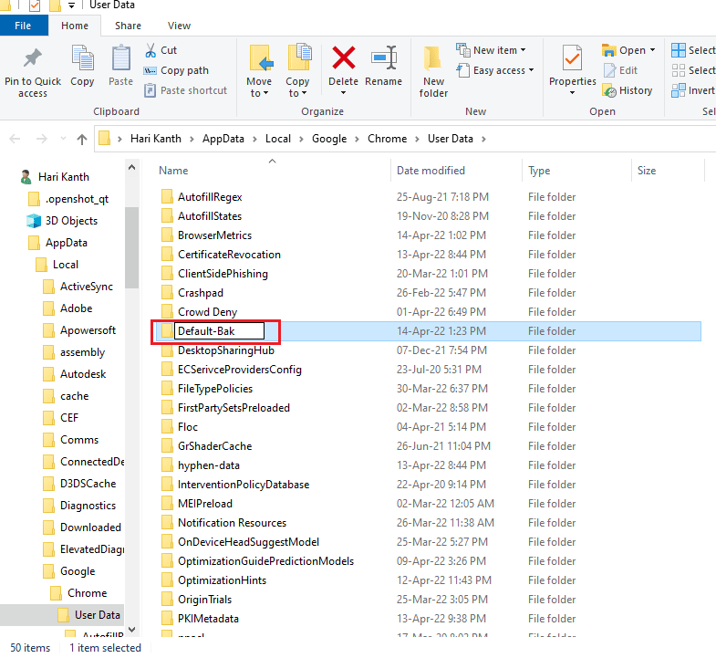 Rename the file as Default Bak. Fix Chrome Not Saving Passwords in Windows 10