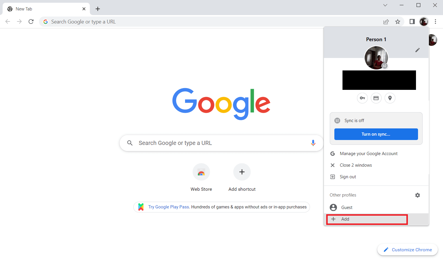select the Add option as highlighted to create a new profile. Fix Chrome Not Saving Passwords in Windows 10