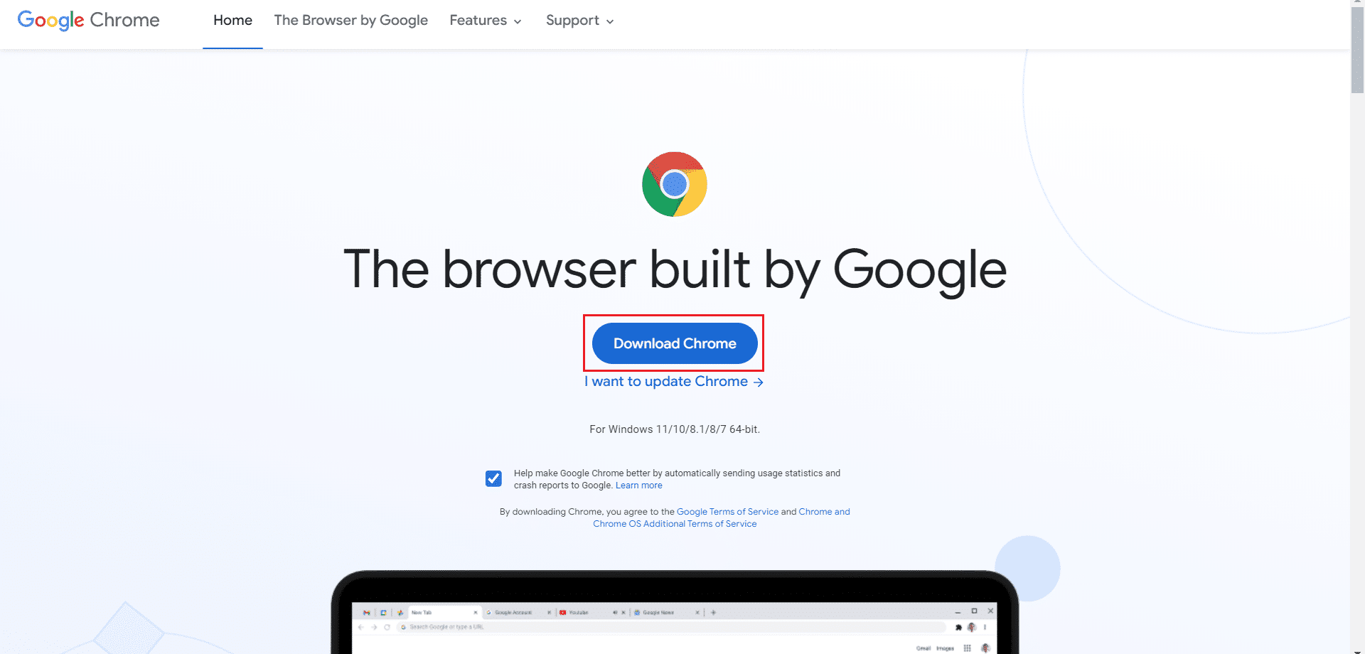 Click on the Download Chrome button